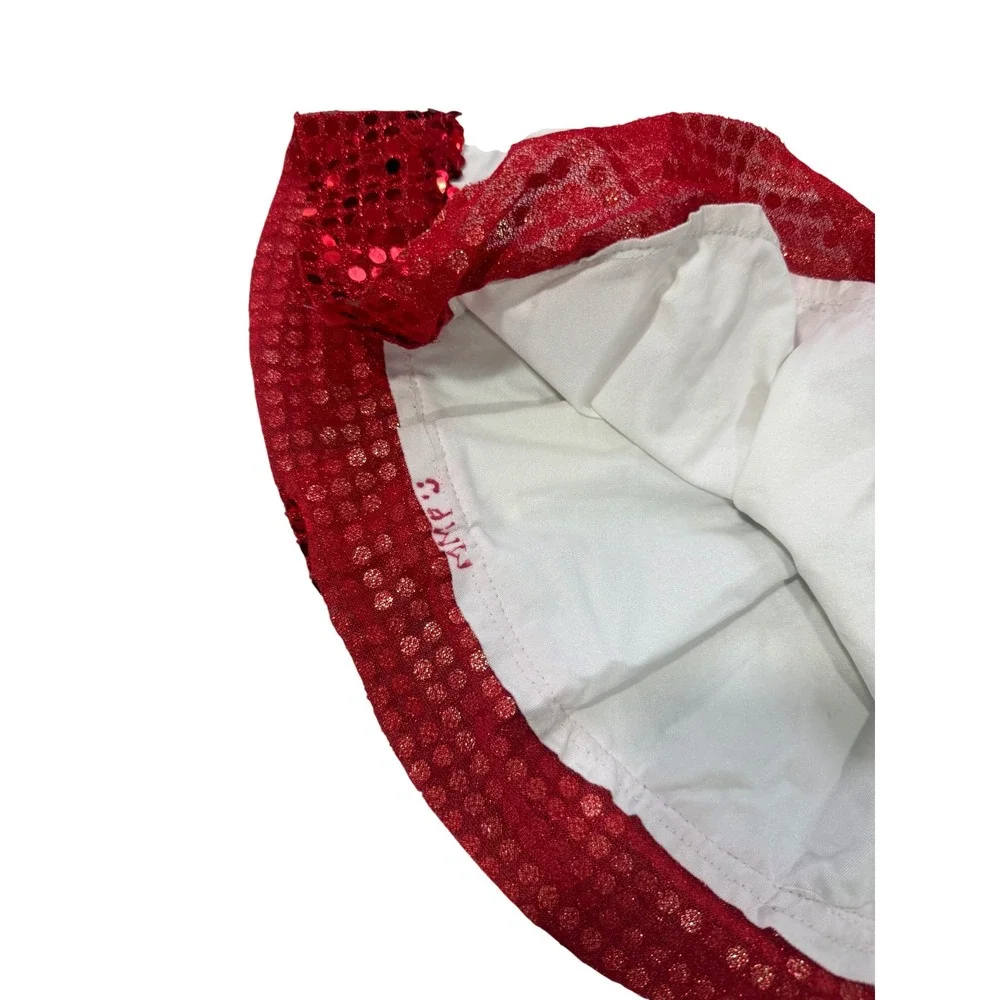 Vintage Kids Red White Sequin Dance Costume Leotard Skirt Set MC Medium Child